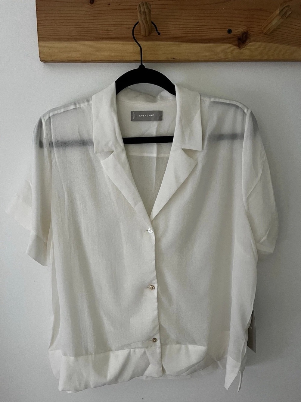 Everlane Cream Short-Sleeve Button-Down Shirt